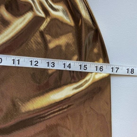 Vintage Y2K Halter Top Gold Metallic Sexy Backless Sz Small Disco Party Sparkle - Picture 8 of 9